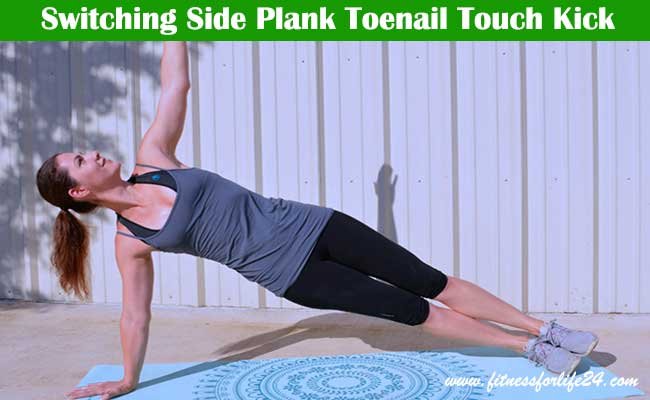 Switching Side Plank Toenail Touch Kick