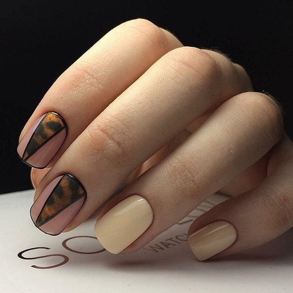 Geometric Nail Art with Nudes