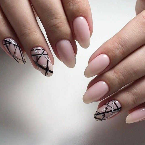 Monochrome Geometric Nail Art