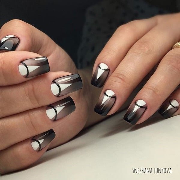 Shadowed Geometric Nail Art Design